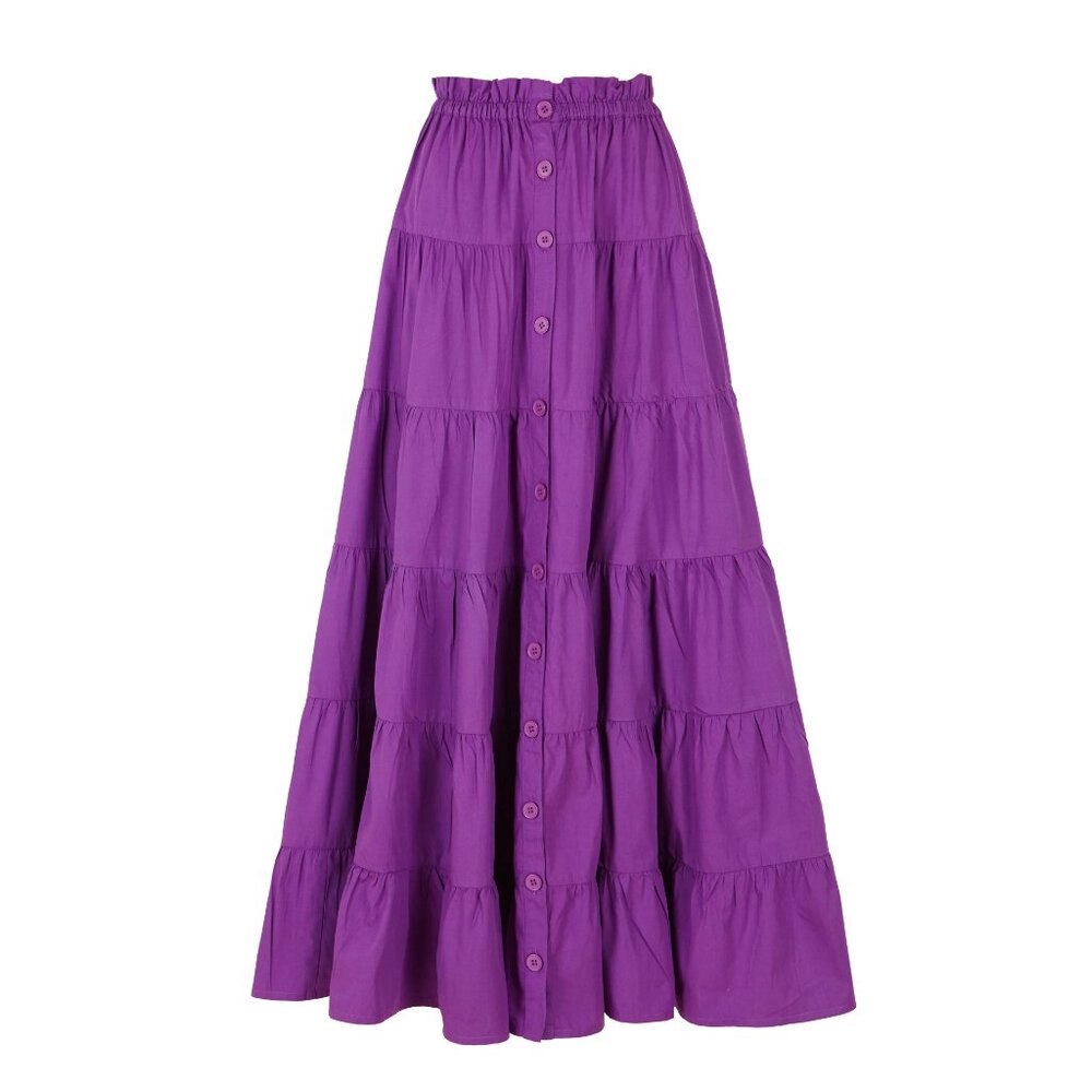 ANTIK BATIK Cabana Long Tiered Maxi Skirt Kira Purple $300 NWT Sz 38 Small